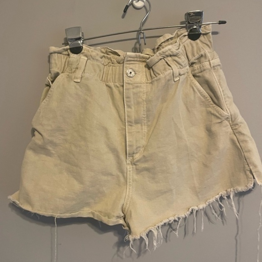 Zara paper bag khaki shorts size 4 - Picture 1 of 9